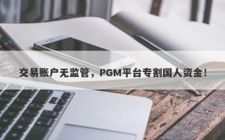 交易账户无监管，PGM平台专割国人资金！