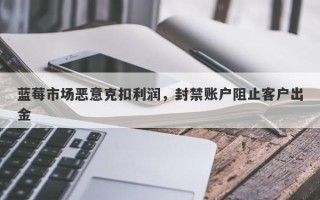 蓝莓市场恶意克扣利润，封禁账户阻止客户出金