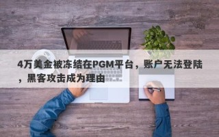 4万美金被冻结在PGM平台，账户无法登陆，黑客攻击成为理由