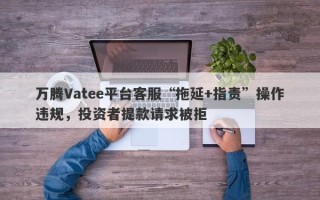 万腾Vatee平台客服“拖延+指责”操作违规，投资者提款请求被拒