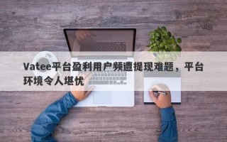 Vatee平台盈利用户频遭提现难题，平台环境令人堪忧