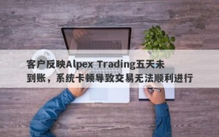 客户反映Alpex Trading五天未到账，系统卡顿导致交易无法顺利进行