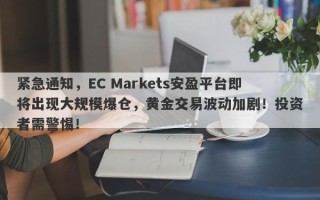 紧急通知，EC Markets安盈平台即将出现大规模爆仓，黄金交易波动加剧！投资者需警惕！