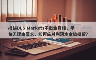 揭秘DLS Markets不出金真相，平台无理由要求，如何应对利润本金被扣留？