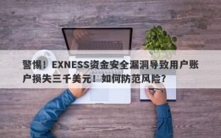 警惕！EXNESS资金安全漏洞导致用户账户损失三千美元！如何防范风险？