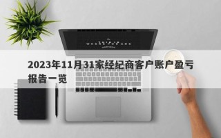 2023年11月31家经纪商客户账户盈亏报告一览