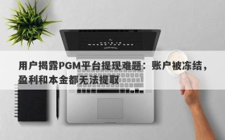 用户揭露PGM平台提现难题：账户被冻结，盈利和本金都无法提取