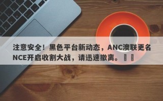 注意安全！黑色平台新动态，ANC澳联更名NCE开启收割大战，请迅速撤离。​​