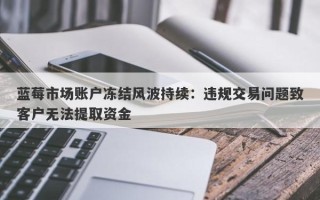 蓝莓市场账户冻结风波持续：违规交易问题致客户无法提取资金