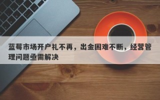 蓝莓市场开户礼不再，出金困难不断，经营管理问题亟需解决