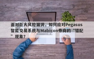 面对巨大风险漏洞，如何应对Pegasus智能交易系统与Mabicon券商的“错配”现象？