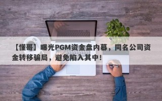 【懂哥】曝光PGM资金盘内幕，同名公司资金转移骗局，避免陷入其中！