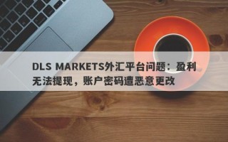 DLS MARKETS外汇平台问题：盈利无法提现，账户密码遭恶意更改