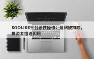 SOOLIKE平台恶性操作：盈利被扣除，投资者遭遇困境