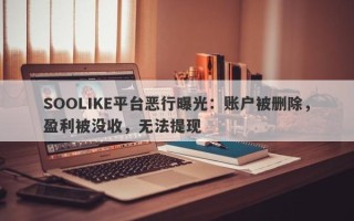 SOOLIKE平台恶行曝光：账户被删除，盈利被没收，无法提现