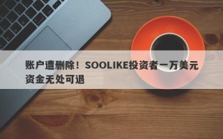 账户遭删除！SOOLIKE投资者一万美元资金无处可退