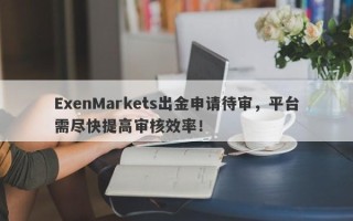 ExenMarkets出金申请待审，平台需尽快提高审核效率！