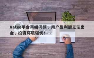 Vatee平台再曝问题，用户盈利后无法出金，投资环境堪忧！