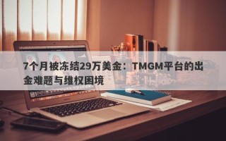 7个月被冻结29万美金：TMGM平台的出金难题与维权困境