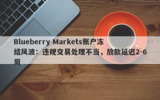 Blueberry Markets账户冻结风波：违规交易处理不当，放款延迟2-6周