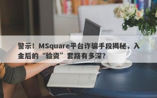 警示！MSquare平台诈骗手段揭秘，入金后的“验资”套路有多深？