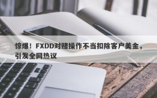 惊爆！FXDD对赌操作不当扣除客户美金，引发全网热议