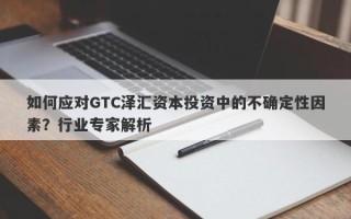 如何应对GTC泽汇资本投资中的不确定性因素？行业专家解析