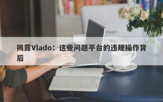 揭露Vlado：这些问题平台的违规操作背后