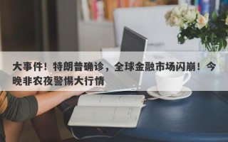 大事件！特朗普确诊，全球金融市场闪崩！今晚非农夜警惕大行情