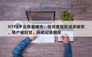 HTFX平台黑幕曝光：投资者提款请求被拒，账户被封禁，历史记录删除