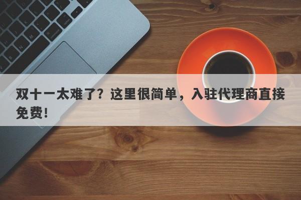 双十一太难了？这里很简单，入驻代理商直接免费！-第1张图片-要懂汇